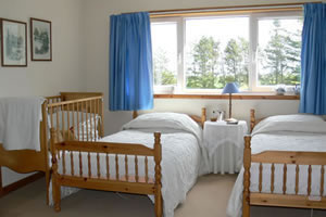 Two Single beds and a double bed in our Family room